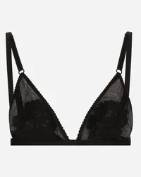 Dolce & Gabbana Reggiseno Triangolo Soft Cup In Pizzo E Tulle - Donna Intimo Nero Nero