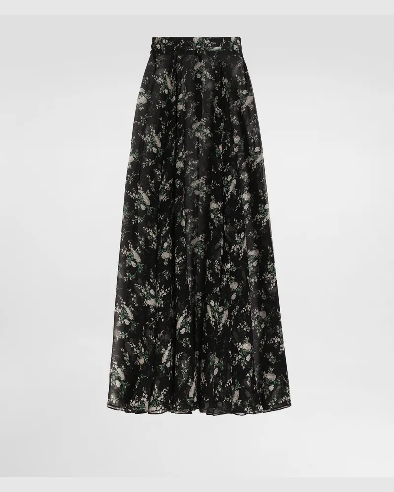 Dolce & Gabbana Gonna In Chiffon Con Stampa Rose E Fiorellini - Donna Gonne Multicolore Multicolore