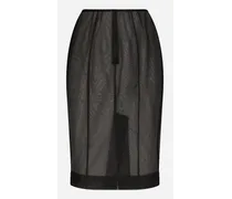 Marquisette Midi Pencil Skirt - Donna Gonne Nero Tessuto