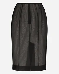 Dolce & Gabbana Marquisette Midi Pencil Skirt - Donna Gonne Nero Tessuto Nero