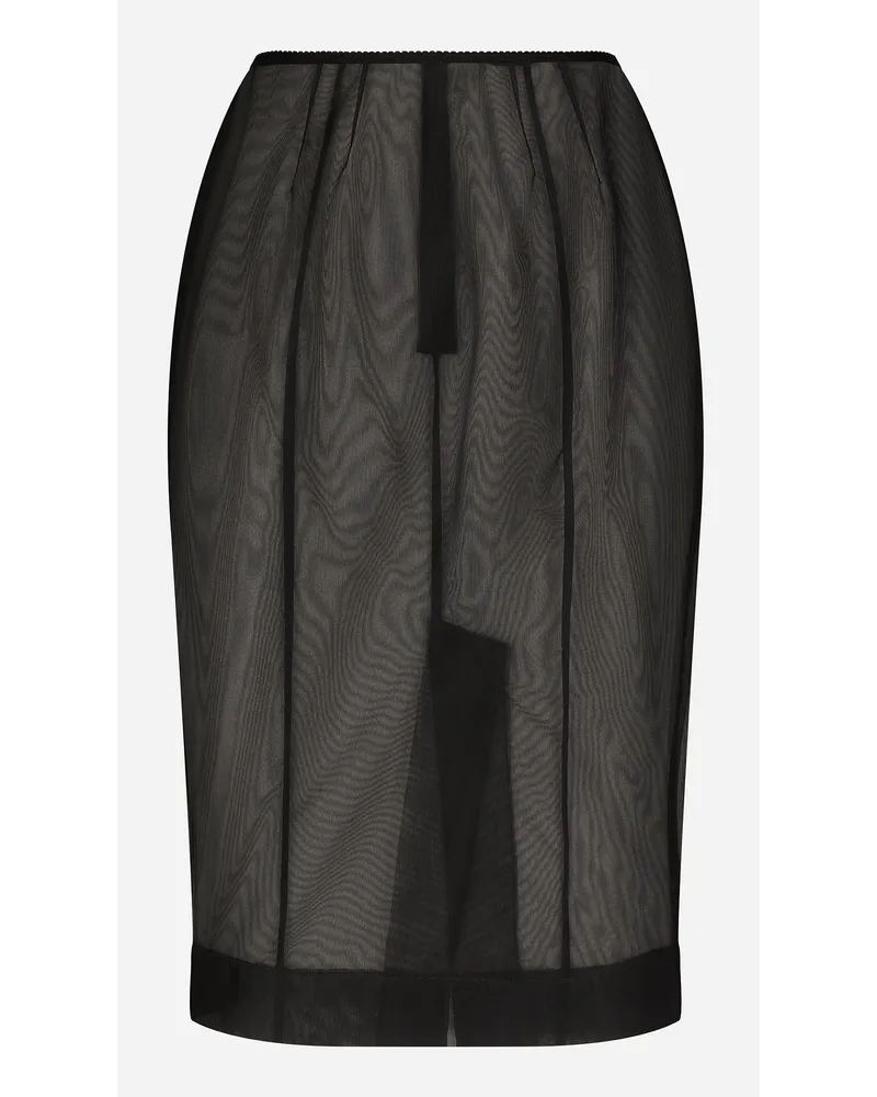 Dolce & Gabbana Marquisette Midi Pencil Skirt - Donna Gonne Nero Tessuto Nero