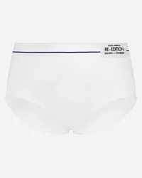 Dolce & Gabbana Slip Brando Cotone A Costine Re-edition Label - Uomo Intimo E Loungewear Bianco Cotone Bianco