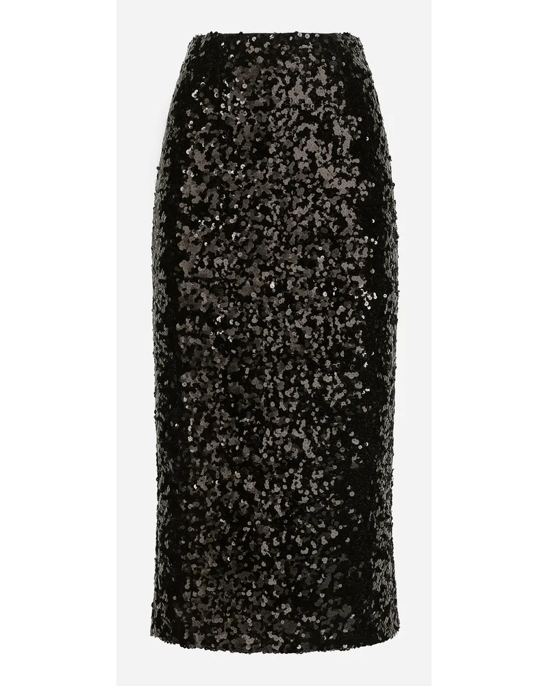 Dolce & Gabbana Gonna Longuette In Paillettes - Donna Gonne Nero Nero