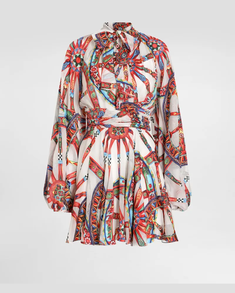 Dolce & Gabbana Abito In Twill Devoré Stampa Carretto - Donna Abiti Multicolore Multicolore