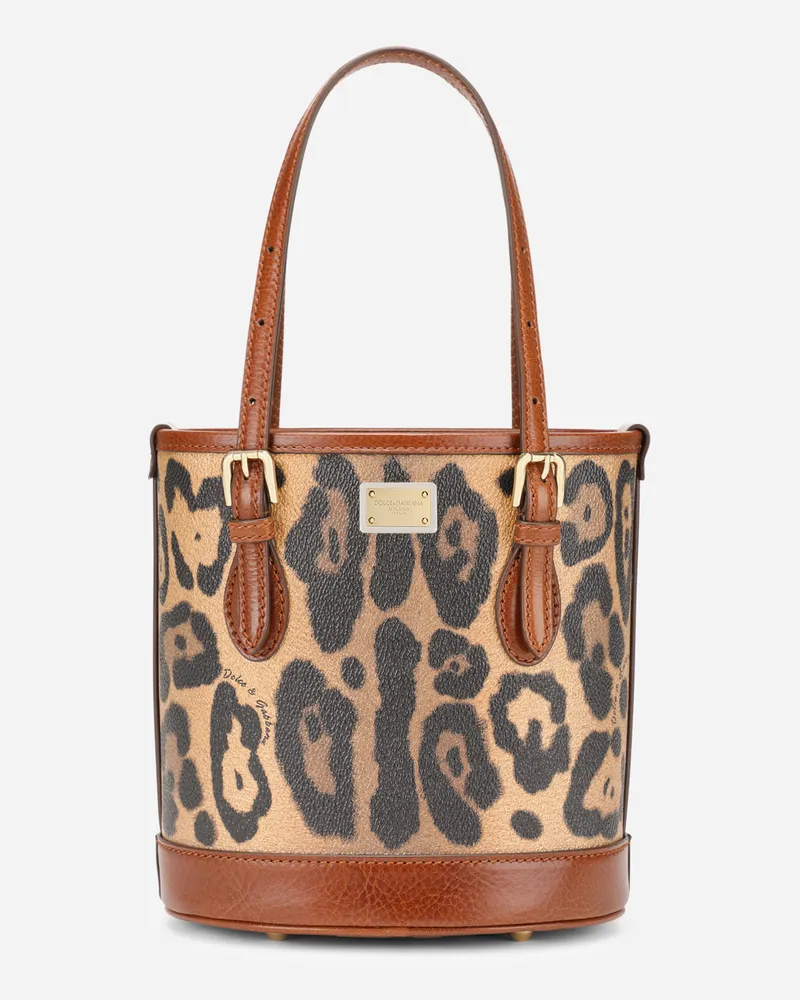 Dolce & Gabbana Secchiello Piccolo In Crespo Leo Con Targhetta Logata - Donna Borse Mini Micro E Pochette Multicolore Multicolore