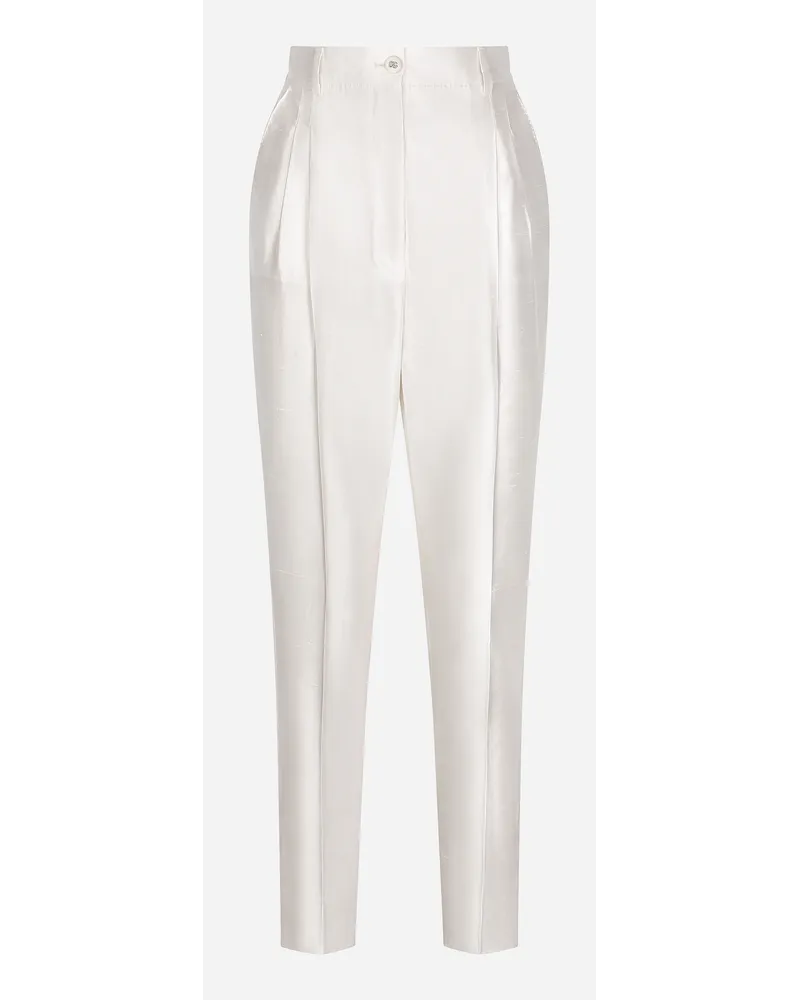 Dolce & Gabbana Pantaloni In Shantung - Donna Pantaloni E Shorts Bianco Seta Bianco