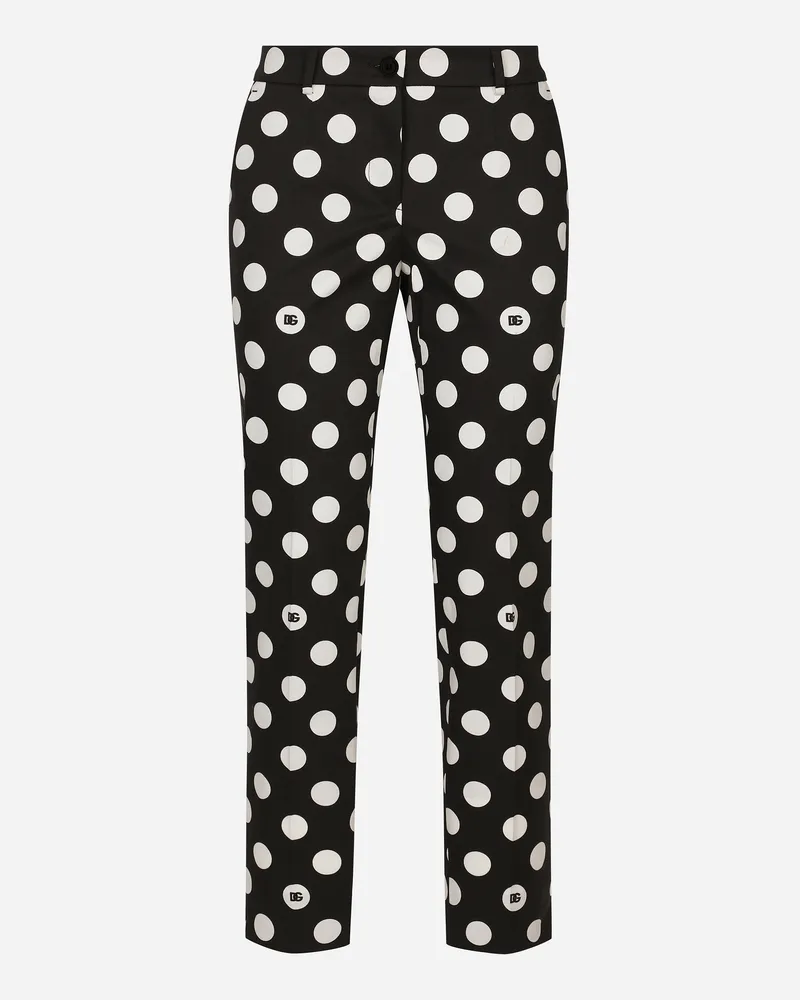 Dolce & Gabbana Pantaloni In Cotone Stampa Pois - Donna Pantaloni E Shorts Stampa Stampa