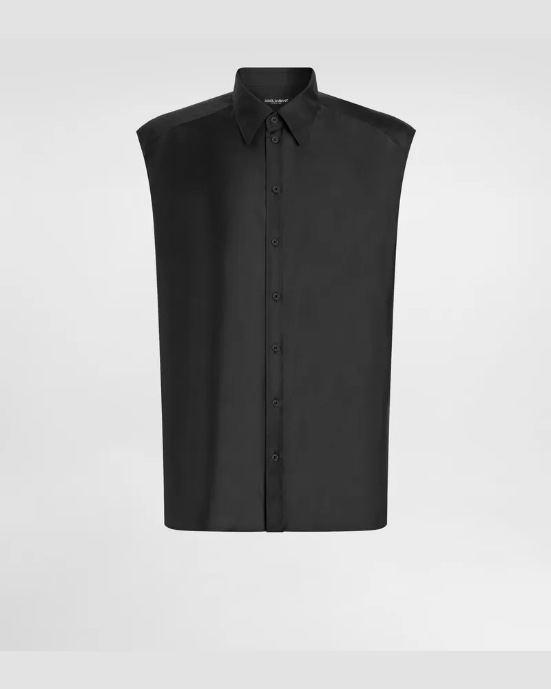 Dolce & Gabbana Camicia In Twill Di Seta - Uomo Camicie Nero Nero