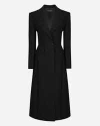 Dolce & Gabbana Cappotto Lungo Monopetto In Cady Di Lana - Donna Cappotti E Giubbotti Nero Lana Nero