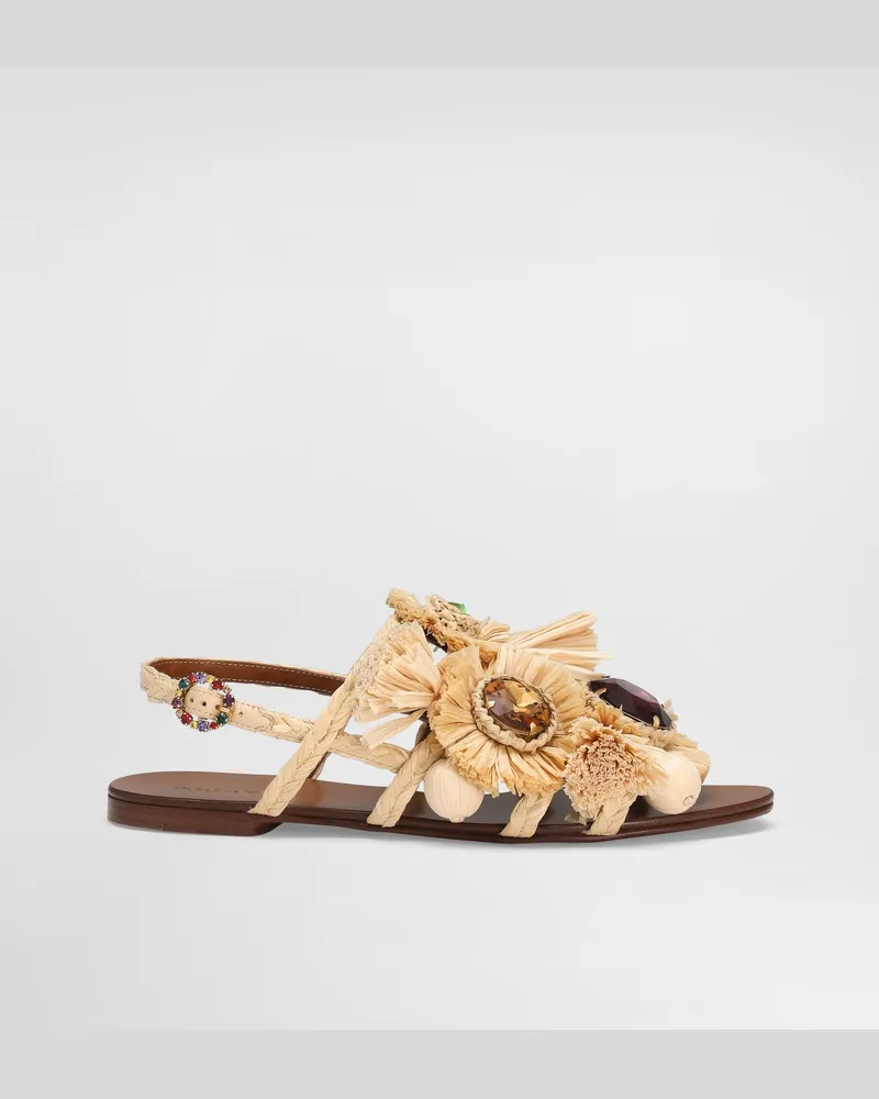 Dolce & Gabbana Infradito In Treccia Di Rafia - Donna Flat Shoes Multicolore Multicolore