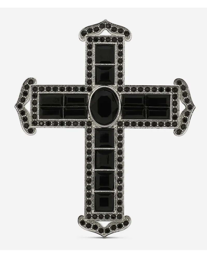 Dolce & Gabbana Anello Croce Con Strass - Donna Bijoux Nero Metallo Nero