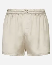 Dolce & Gabbana Shorts In Seta - Uomo Intimo E Loungewear Verde Seta Kaki