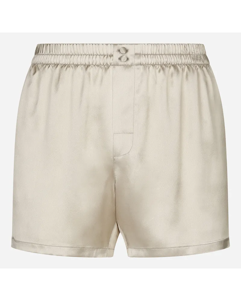 Dolce & Gabbana Shorts In Seta - Uomo Intimo E Loungewear Verde Seta Kaki