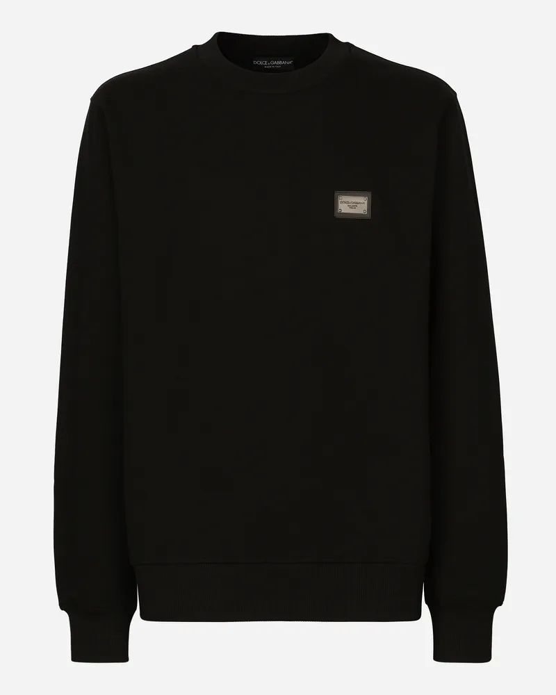 Dolce & Gabbana Felpa Jersey Con Placca Logata - Uomo Felpe Nero Nero
