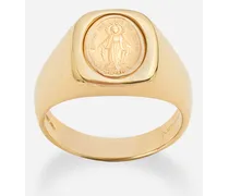 Devotion Yellow And Red Gold Ring With Oval Virgin Mary Medal With A Vintage Look - Uomo Anelli Giallo/rosso