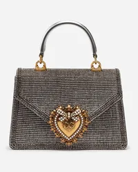 Dolce & Gabbana Borsa Devotion Piccola In Strass E Nappa Mordoré - Donna Borse A Spalla E Tracolla Argento Argento