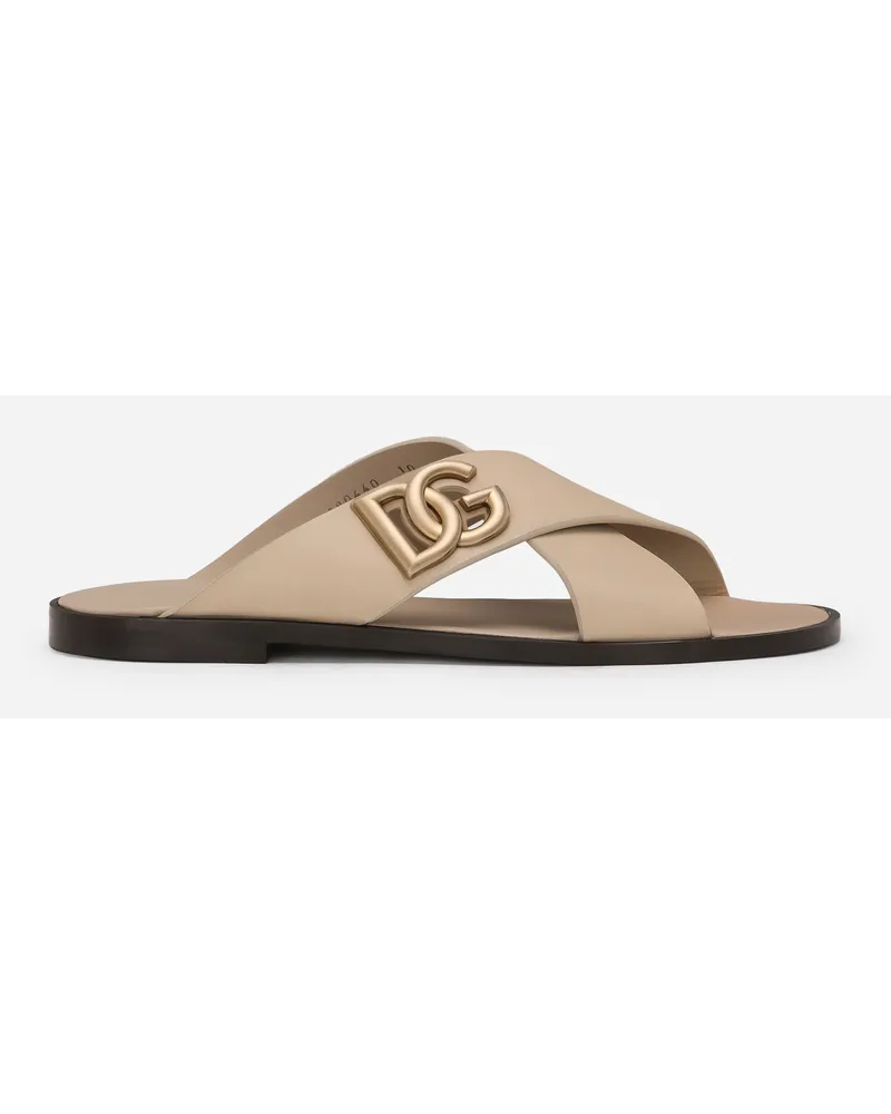 Dolce & Gabbana Sandalo In Pelle Di Vitello - Uomo Sandali E Slide Beige Pelle Cappuccino