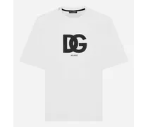 T-shirt Cotone Con Stampa Logo Dg - Uomo T-shirts E Polo Bianco Cotone