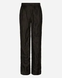 Dolce & Gabbana Pantalone Sartoriale Gamba Dritta In Tessuto Tecnico Metallico E Seta - Uomo Pantaloni E Shorts Nero Nero