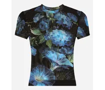 T-shirt In Tulle Stampa Fiore Campanule - Donna Camicie E Top Stampa