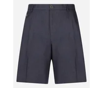 Bermuda In Lino - Uomo Pantaloni E Shorts Blu Lino