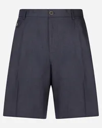 Dolce & Gabbana Bermuda In Lino - Uomo Pantaloni E Shorts Blu Lino Blu