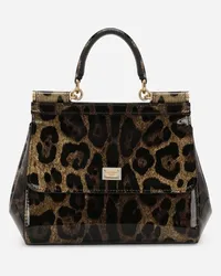 Dolce & Gabbana Borsa A Mano Sicily Media - Donna Borse A Mano Stampa Animalier Pelle Leo