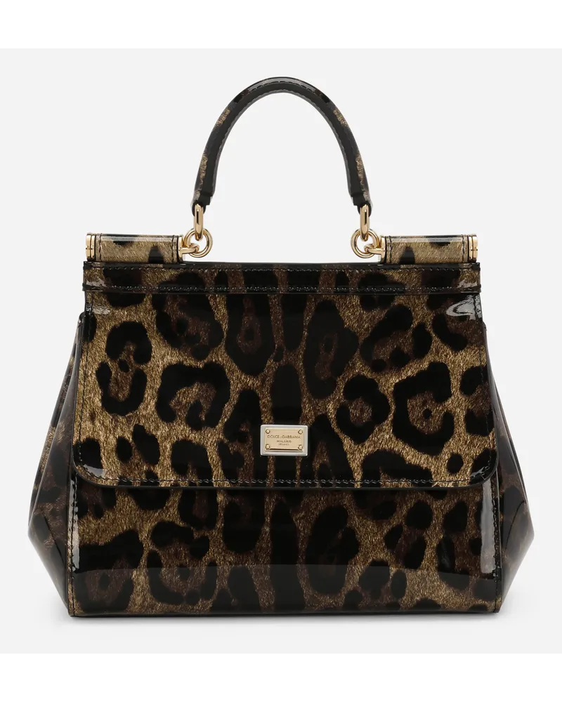 Dolce & Gabbana Borsa A Mano Sicily Media - Donna Borse A Mano Stampa Animalier Pelle Leo