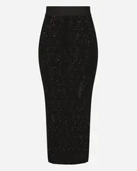 Dolce & Gabbana Tulle Calf-length Skirt With All-over Dg Logo - Donna Gonne Nero Nero