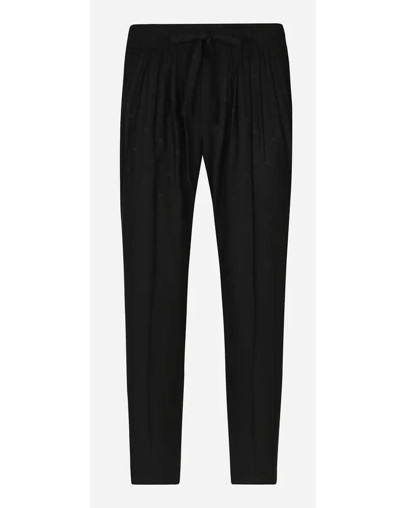 Dolce & Gabbana Pantalone Jogging In Seta Crêpe De Chine - Uomo Pantaloni E Shorts Nero Nero