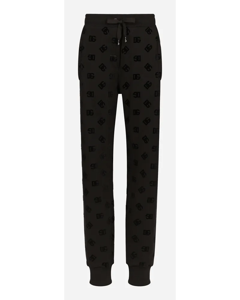 Dolce & Gabbana Pantaloni Jogging In Jersey Con Stampa Flock Logo Dg - Donna Pantaloni E Shorts Multicolore Variante