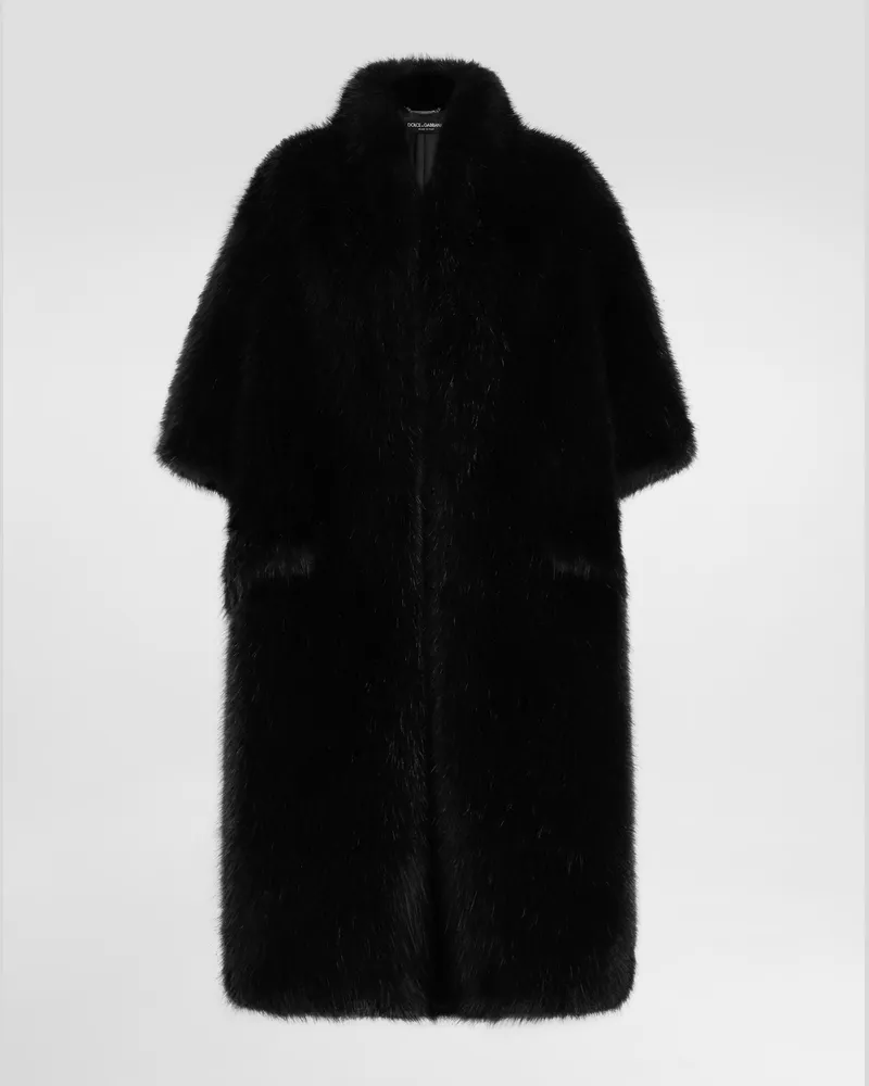 Dolce & Gabbana Cappotto In Ecopelliccia - Donna Cappotti E Giubbotti Nero Nero