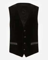 Dolce & Gabbana Gilet Monopetto In Velluto - Uomo Abiti E Giacche Nero Nero