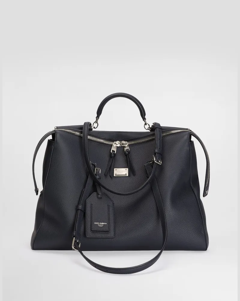 Dolce & Gabbana Borsa A Mano Vittoria In Pelle Di Vitello - Uomo Borse Shopping Blu Blu