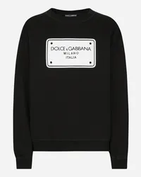 Dolce & Gabbana Felpa In Jersey Con Ricamo Placca Logo Dg - Uomo Felpe Nero Nero