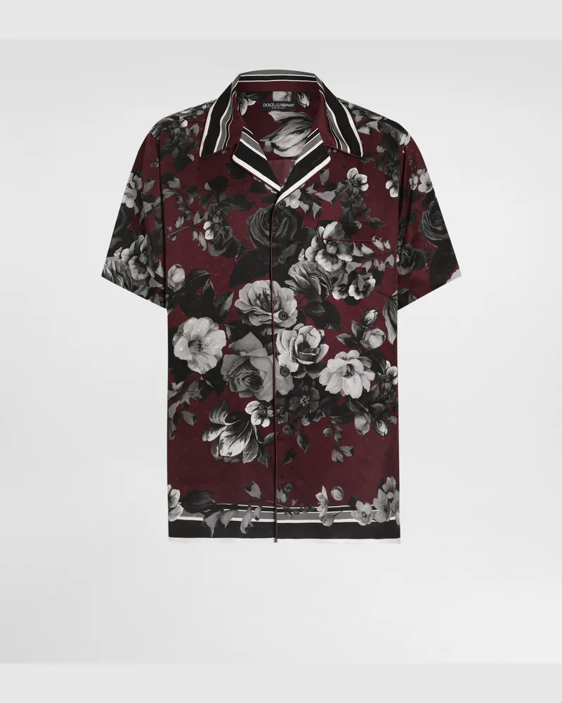 Dolce & Gabbana Camicia Hawaii In Twill Stampa Ramage Di Peonie - Uomo Camicie Multicolore Multicolore