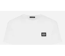 T-shirt Cotone Con Placca Logata - Uomo T-shirts E Polo Bianco Cotone