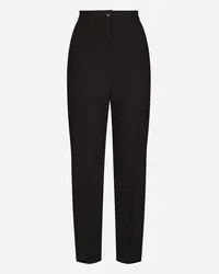 Dolce & Gabbana Wool Pants With Duchesse Tuxedo Band - Donna Pantaloni E Shorts Nero Tessuto Nero