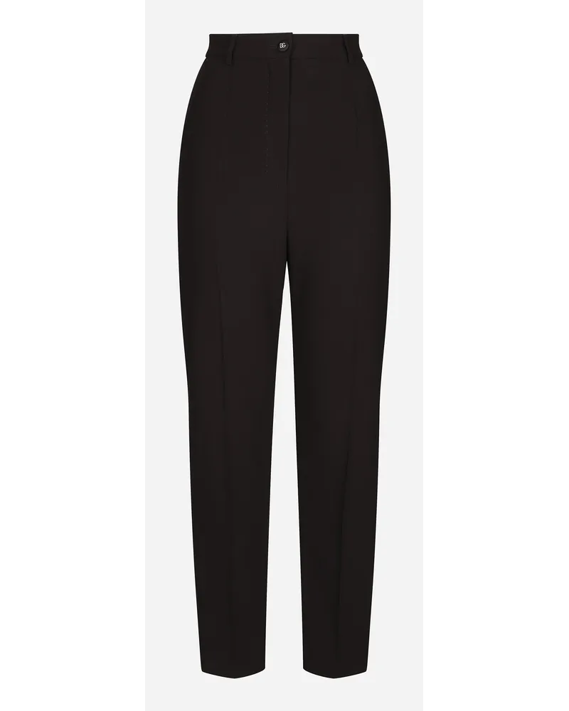 Dolce & Gabbana Wool Pants With Duchesse Tuxedo Band - Donna Pantaloni E Shorts Nero Tessuto Nero