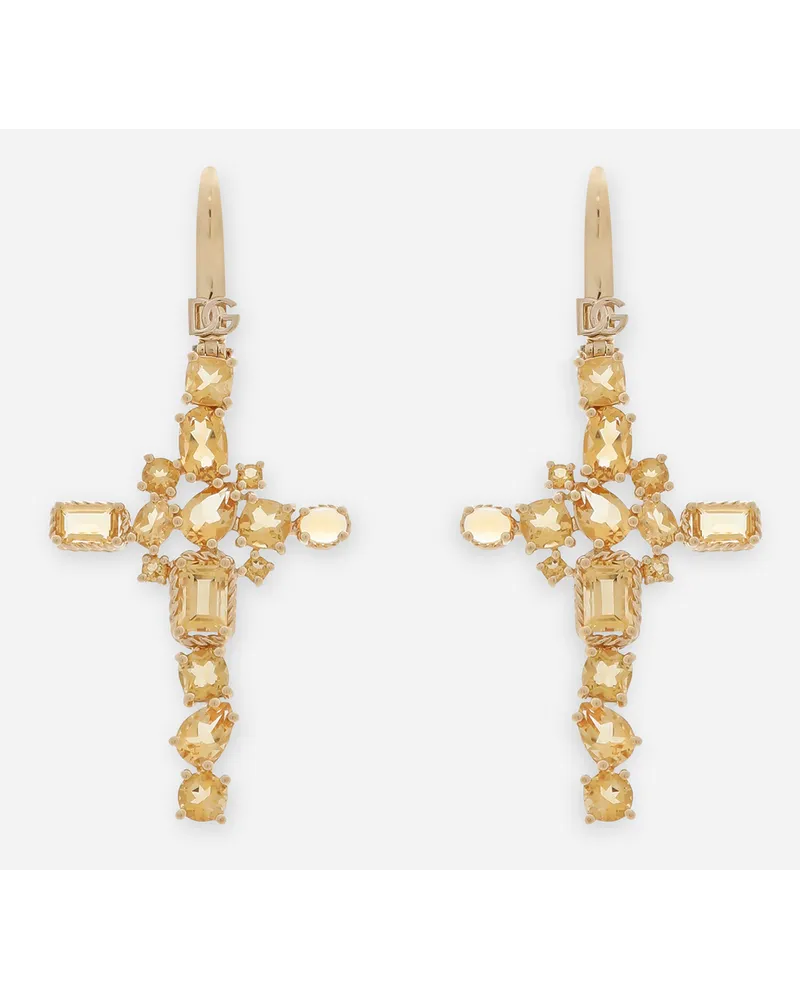 Dolce & Gabbana Orecchini Anna In Oro Giallo 18kt Con Quarzi Citrini - Donna Orecchini Oro Oro Oro