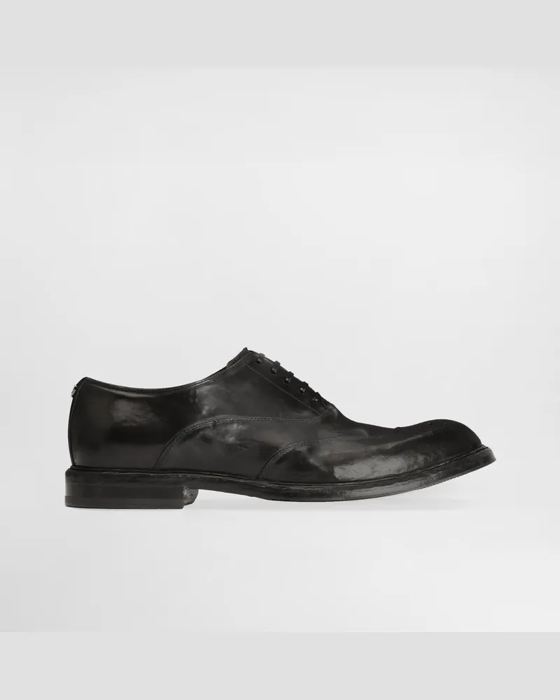 Dolce & Gabbana Allacciata In Pelle Di Vitello Lavata - Uomo Stringate Nero Nero