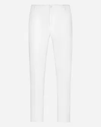 Dolce & Gabbana Pantalone Cotone Stretch Con Patch Dg - Uomo Pantaloni E Shorts Bianco Cotone Bianco