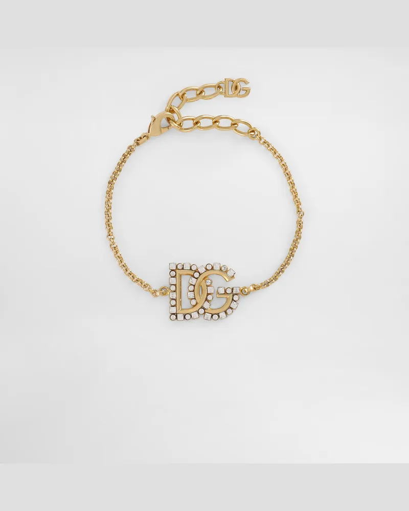 Dolce & Gabbana Bracciale A Catena Sottile Con Logo Dg - Donna Bijoux Oro Metallo Oro