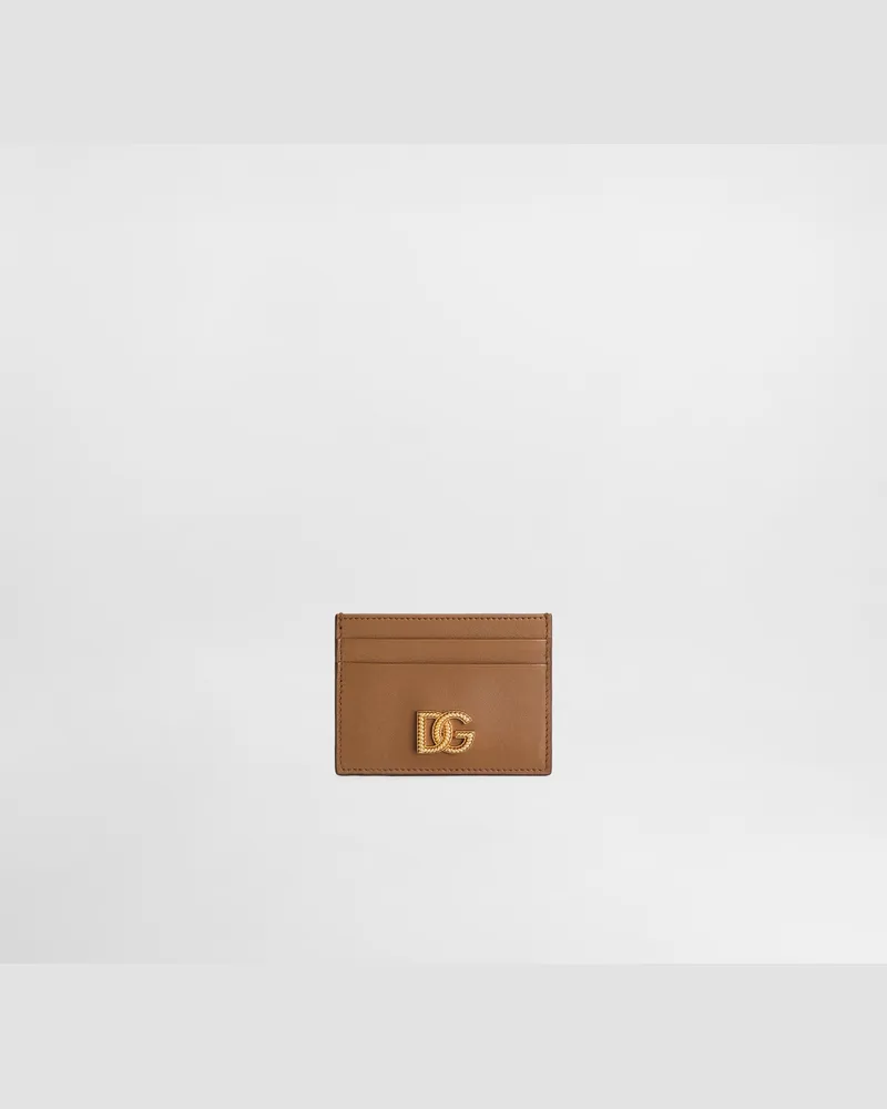 Dolce & Gabbana Portacarte Intrecciato Con Logo Dg - Donna Portafogli E Piccola Pelletteria Marrone Pelle Caramello