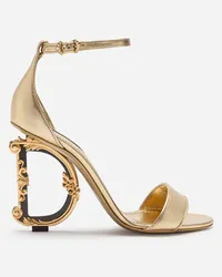 Dolce & Gabbana Sandalo In Nappa Mordoré Con Tacco Dg Barocco - Donna Sandali E Zeppe Oro Pelle Oro