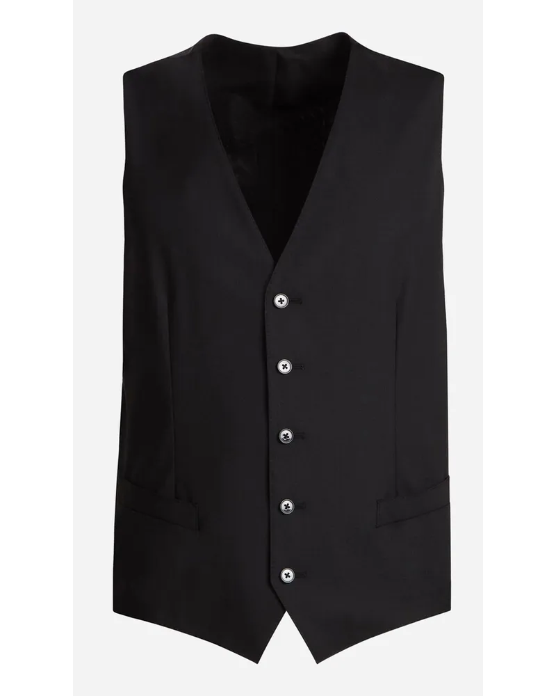 Dolce & Gabbana Gilet Cinque Bottoni In Lana - Uomo Abiti E Giacche Nero Lana Nero