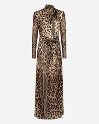 Dolce & Gabbana Abito In Georgette Stampa Leopardo Con Fiocchi - Donna Abiti Stampa Animalier Leo