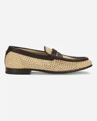 Dolce & Gabbana Mocassino In Rafia Intrecciata - Uomo Driver E Mocassini Beige Beige