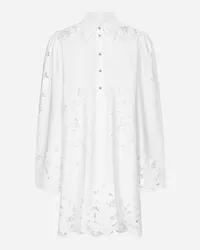 Dolce & Gabbana Abito Camicia In Cotone Con Ricamo Cut Out - Donna Abiti Bianco Bianco