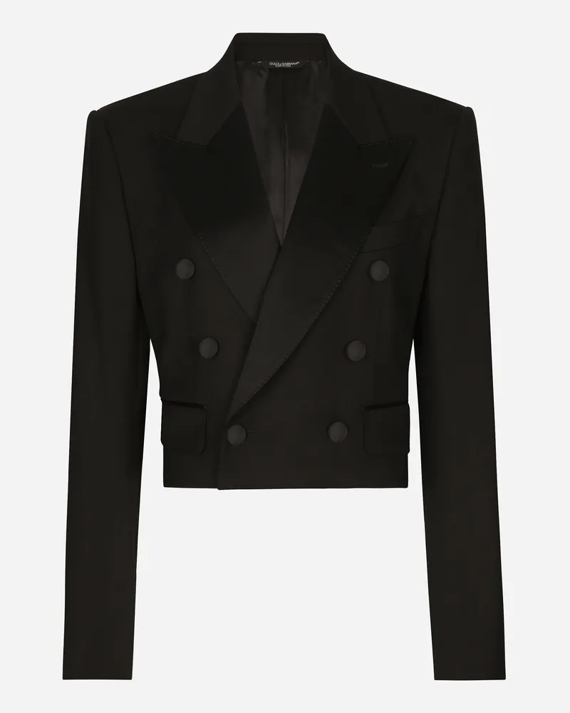 Dolce & Gabbana Giacca Corta Doppiopetto Tuxedo In Lana - Donna Giacche E Blazer Nero Lana Nero